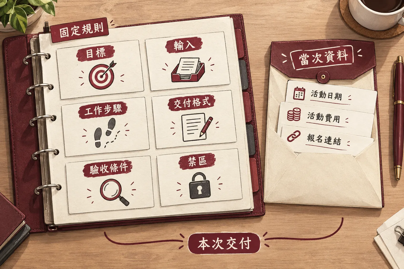 固定規則放進檔案，當次資料另外給